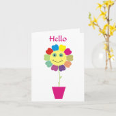 Hello Happy Face Flower Greeting Card Karte (Gelbe Blume)