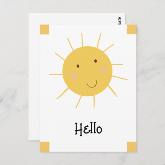 Hello Happy Sun Yellow Postkarte (Vorne/Hinten)
