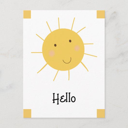Hello Happy Sun Yellow Postkarte (Vorderseite)
