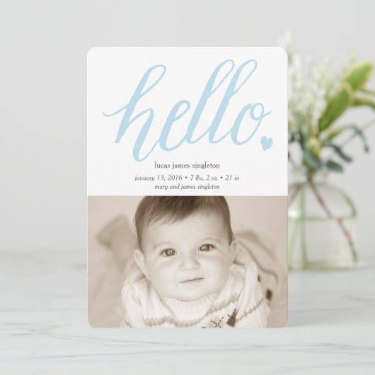 Hello Heart Birth Announcement 12x18 Ankündigung (Stehend Vorderseite)