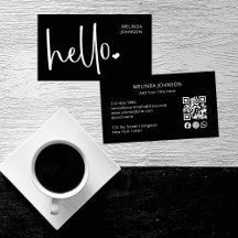 Hello Heart Black Script QR Code Social Media