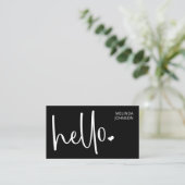 Hello Heart Black Script QR Code Social Media Visitenkarte (Stehend Vorderseite)