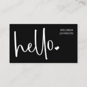Hello Heart Black Script QR Code Social Media Visitenkarte (Vorderseite)
