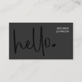 Hello Heart Deep Black Script QR Code Social Media Visitenkarte (Vorderseite)