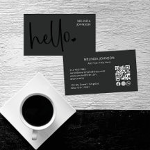 Hello Heart Deep Black Script QR Code Social Media