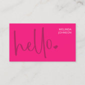 Hello Heart Hot Pink Script QR Code Social Media Visitenkarte (Vorderseite)