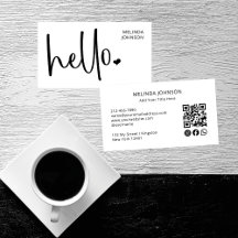Hello Heart White Script QR Code Social Media