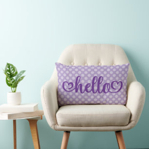 Hello Hearts Pale Lila Polka Dot Lendenkissen