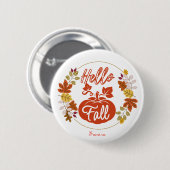 Hello Herbst Herbst Leaves Pumpkin Erntedank Name Button (Vorne & Hinten)
