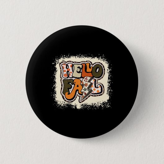 Hello Herbst Vibes Retro Groovy Button (Vorderseite)