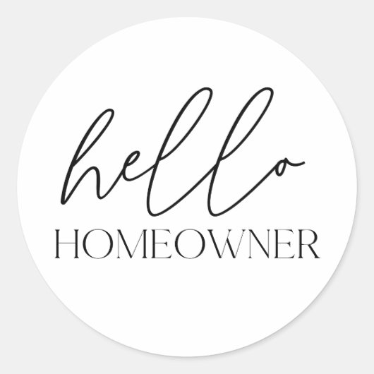 Hello Homeowner Real Anwesen Runder Aufkleber (Vorderseite)