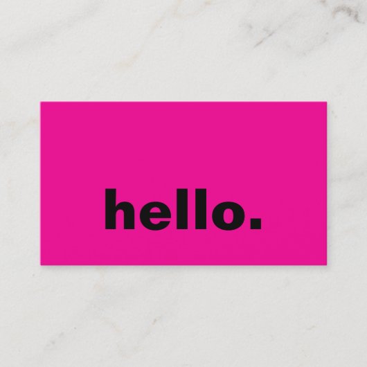 Hello Hot Pink Black Typografy Custom Stylish Visitenkarte (Vorderseite)
