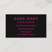 Hello Hot Pink Fuchsia Black Typografy Custom Visitenkarte (Rückseite)