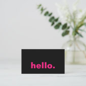 Hello Hot Pink Fuchsia Black Typografy Custom Visitenkarte (Stehend Vorderseite)