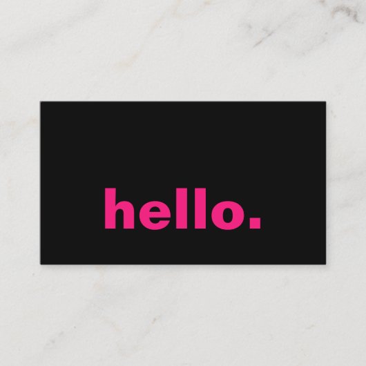 Hello Hot Pink Fuchsia Black Typografy Custom Visitenkarte (Vorderseite)