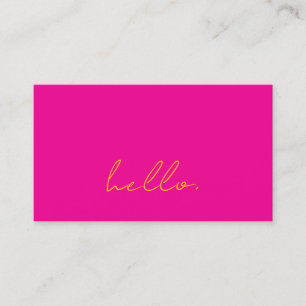 Hello Hot Pink Orange Script Typografy Modern Visitenkarte