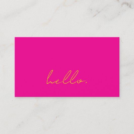 Hello Hot Pink Orange Script Typografy Modern Visitenkarte (Vorderseite)