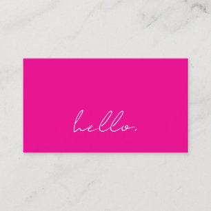 Hello Hot Pink White Script Typografy Modern Visitenkarte