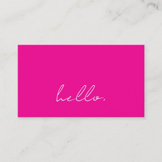 Hello Hot Pink White Script Typografy Modern Visitenkarte (Vorderseite)
