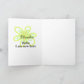 Hello I am new here name yellow green flower kids Karte (Innenseite)