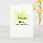 Hello I am new here name yellow green flower kids Karte (Gelbe Blume)