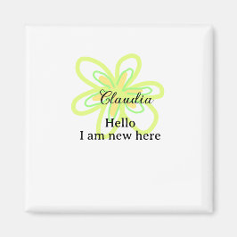 Hello I am new here name yellow green flower kids Magnet