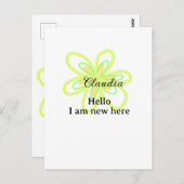 Hello I am new here name yellow green flower kids Postkarte (Vorne/Hinten)