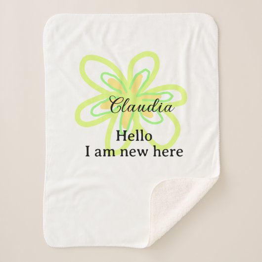 Hello I am new here name yellow green flower kids Sherpadecke (Vorderseite)