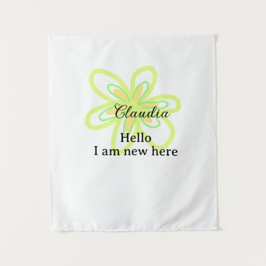 Hello I am new here name yellow green flower kids Wandteppich (Vorderseite)