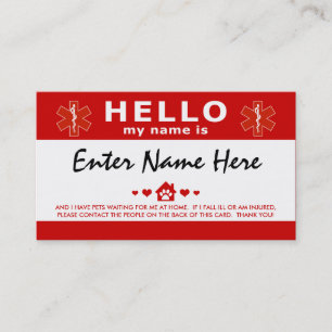 HELLO Ich habe Haustiere gewartet Visitenkarte