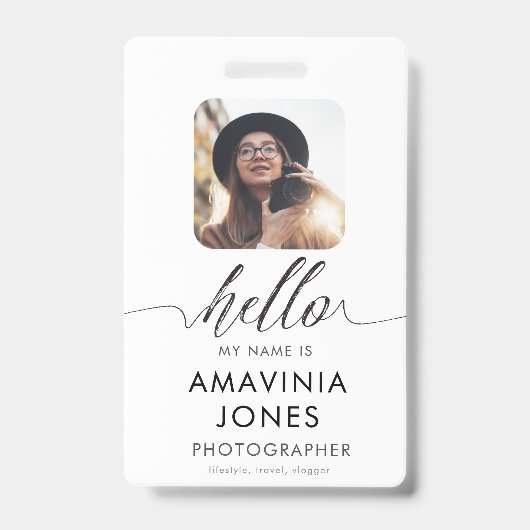 HELLO ID Identification Travel Business Abzeichen  Ausweis (Vorderseite)