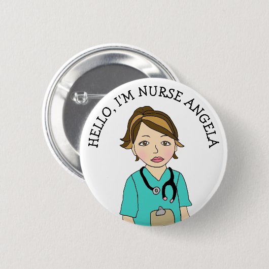 Hello, I'm Nurse Add Name Button (Vorne & Hinten)