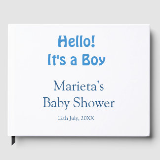 Hello ITS A BOY BABY SHOWER BLUE NAME DATE SIMPLE Gästebuch