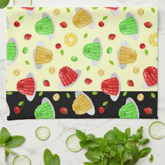 Hello Jello Dishtowel - on Yellow Geschirrtuch (Gefaltet)