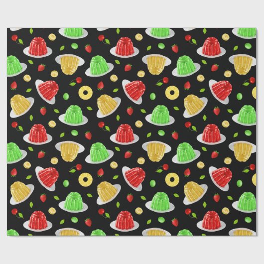 Hello Jello Wrapping Paper - auf schwarz Geschenkpapier (Flach)