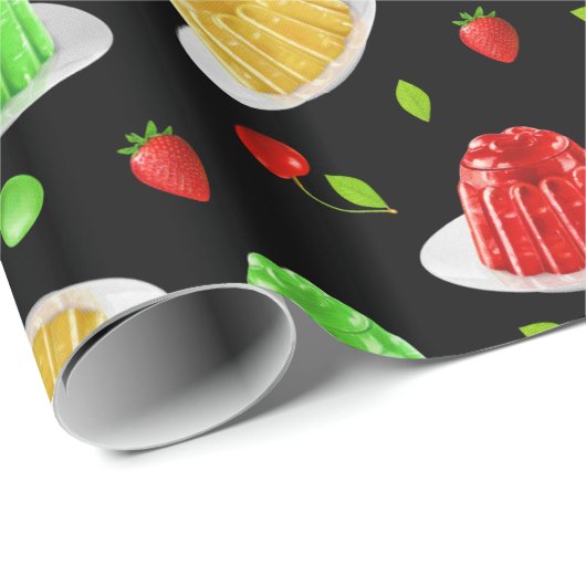 Hello Jello Wrapping Paper - auf schwarz Geschenkpapier (Rolleneckpunkt)