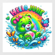 "Hello June Vibrant Teddy Art Print