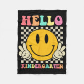 Hello Kindergarten Byck To School Groovy Teacher S Fleecedecke (Vorderseite)