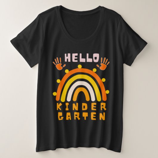 HELLO KINDERGARTEN - COOLER RAINBOW GROßE GRÖßE T-Shirt (Design vorne)