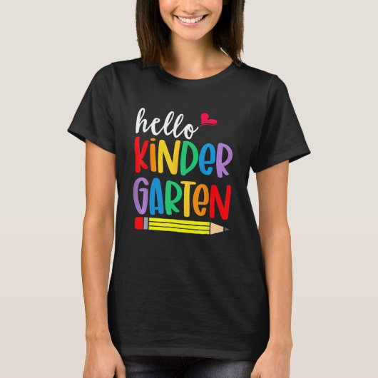 Hello Kindergarten First Day Back To School Teache T-Shirt (Vorderseite)