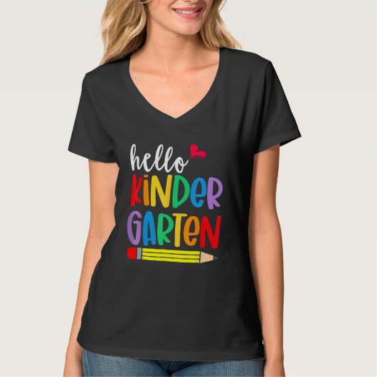 Hello Kindergarten First Day Back To School Teache T-Shirt (Vorderseite)