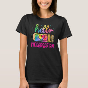 Hello Kindergarten Gefärbte Krawatte Pencil Happy T-Shirt