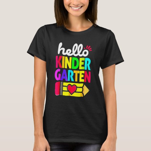 Hello Kindergarten Pencil Heart Back To School Tea T-Shirt (Vorderseite)