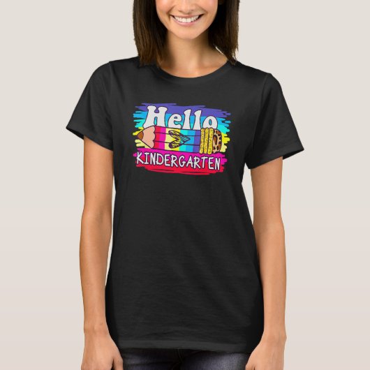 Hello Kindergarten Pencil Leopard Back To School T T-Shirt (Vorderseite)