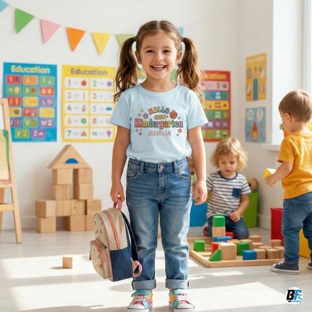 Hello Kindergarten Retro Groovy Custom Name Kids (Von Creator hochgeladen)