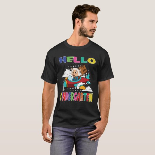 Hello Kindergarten Sheep Flying Plane T-Shirt (Vorne ganz)