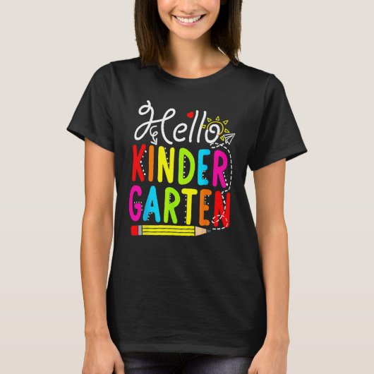 Hello Kindergarten Teacher Student Back To School T-Shirt (Vorderseite)