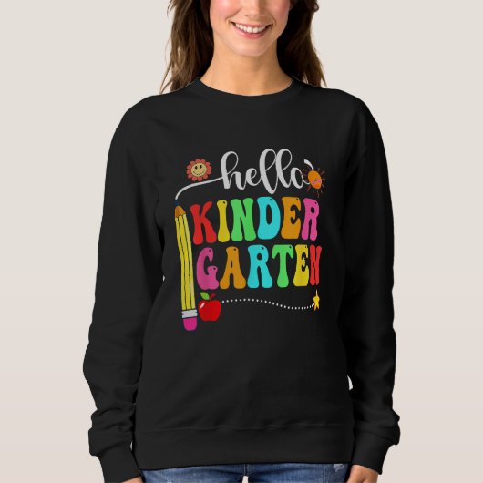 Hello Kindergarten Teacher Student Team Funny Back Sweatshirt (Vorderseite)