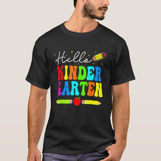 Hello Kindergarten Teacher Student Team Happy Back T-Shirt (Vorderseite)