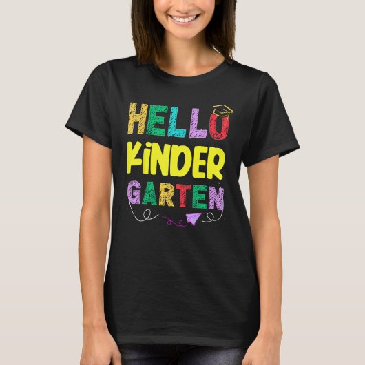 Hello Kindergarten Team Kinder Back to School Teac T-Shirt (Vorderseite)